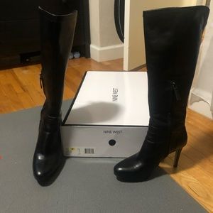 Nine West Black Leather Boots, Size 7.5
